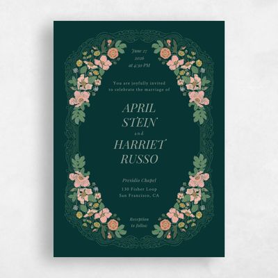 Dark Emerald, Green Wedding Invitation - Pomeroy Portrait
