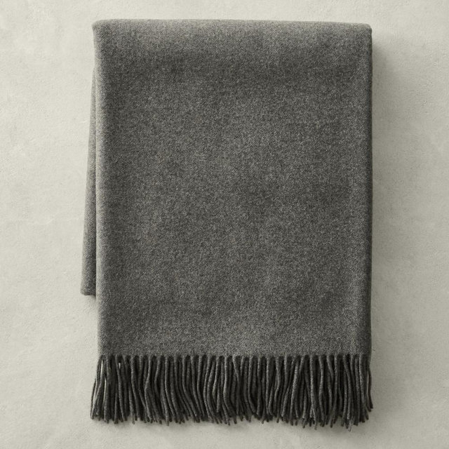 Solid Cashmere Throw, 50" X 65", Charcoal