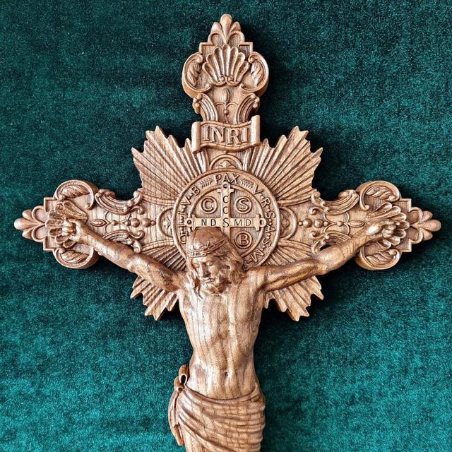 Carved Wooden Crucifix, Catholic Crucifix,...