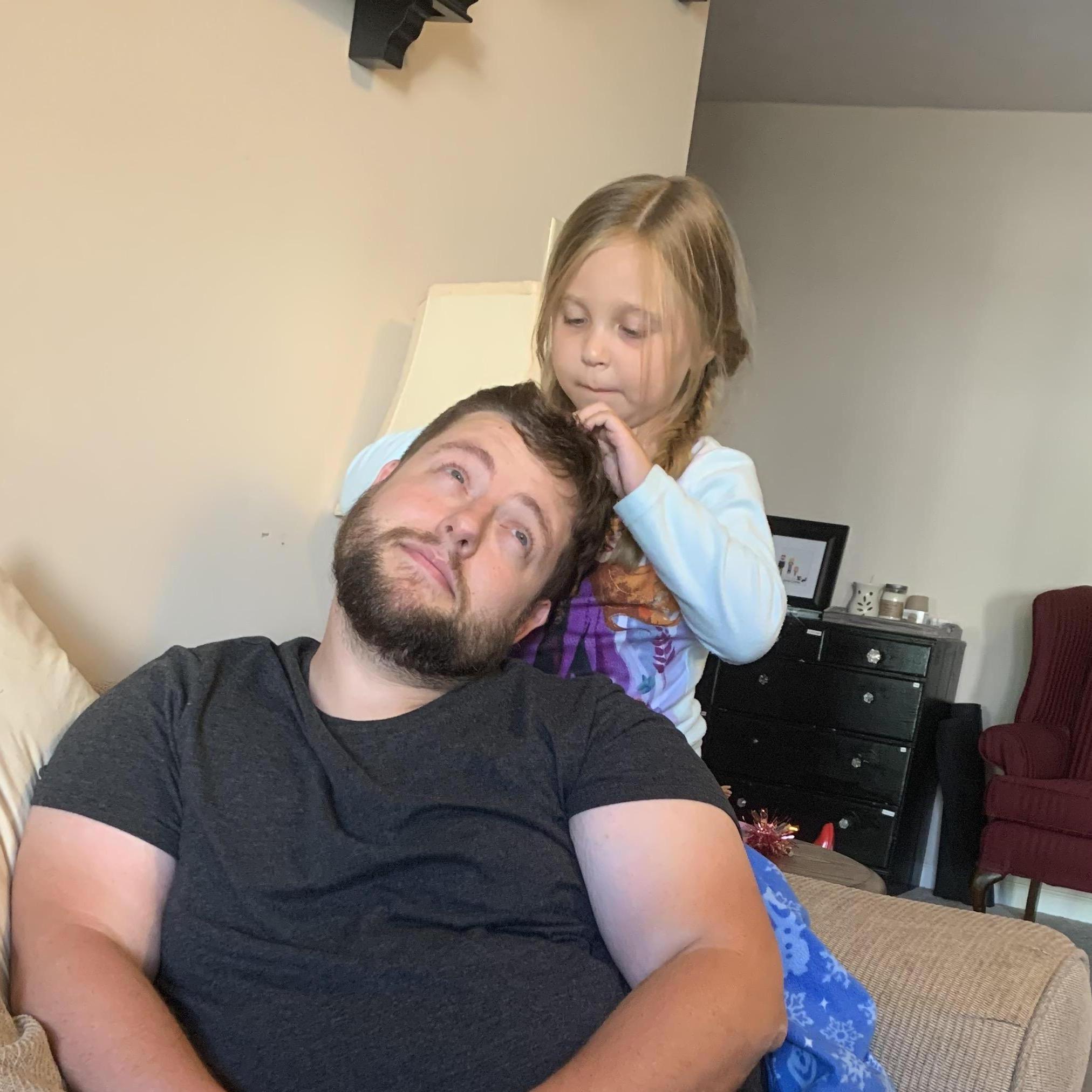 "Tylee" getting his hair done by Emma.