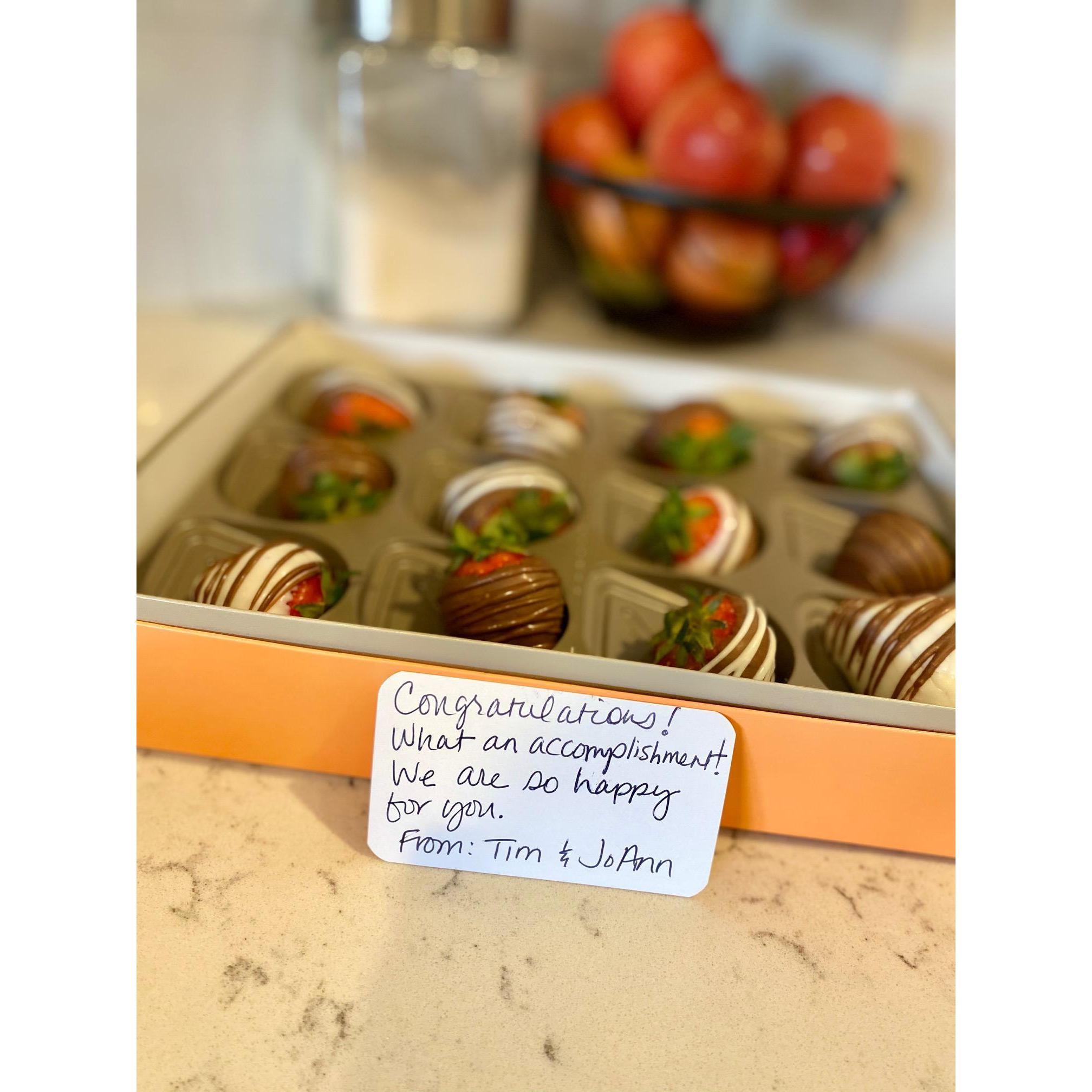 These were sent to me as a special graduation gift from Mike's parents, Tim & JoAnn. I am so excited to join their family!