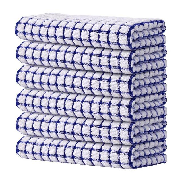 Kitinjoy Cotton 6 Pack Terry Kitchen Towels, 16 x 25 Inches Super Soft and Absorbent Dish Towels, Quick Drying Hand Towels for Kitchen Drying, Blue