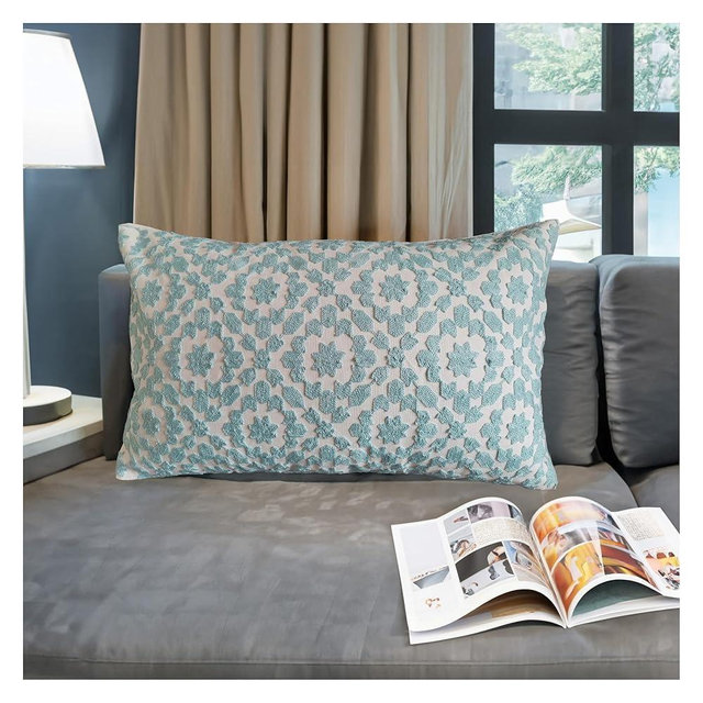 Lumbar Decorative Throw Pillow Cover 12x20 inch Porcelain Light Blue Trellis Mina Pillow Case 1pc Aquatic Blue 30x50cm Glacier Airy Light Blue Pillow Cushion Cover