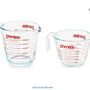 Pyrex Essentials (2-Pack) Glass Measuring Cups Set, (1 & 2 Cup) Measuring Cups For Prepping, Baking and Cooking, Preheated Oven, Dishwasher, Freezer, and Microwave Safe