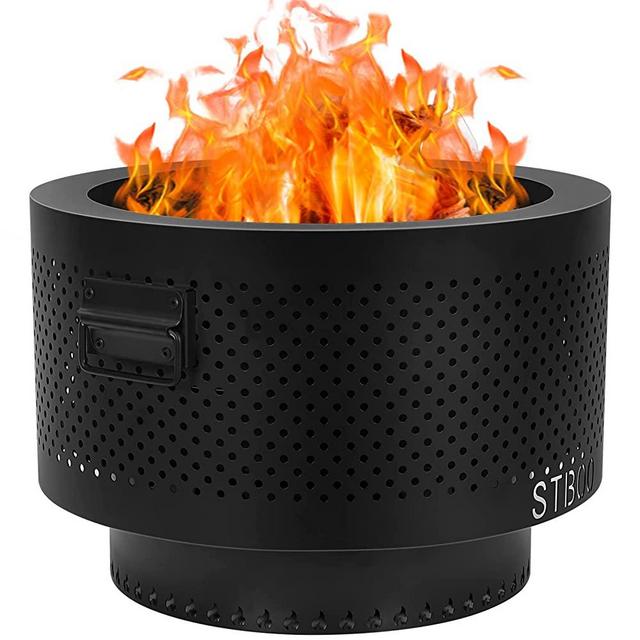 STBoo Smokeless Fire Pits for Outside with Portable Carrying Storage Bag, 20x14 Inch Firepits Outdoor Wood Burning, Low Smoke Outdoor Fireplace for Bonfire Picnic Backyard Cooking on Beach, Black, L