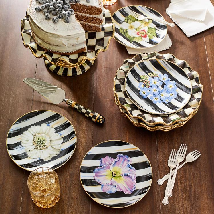 MacKenzie-Childs, Courtly Check Ceramic Fluted Dessert Plate | Zola