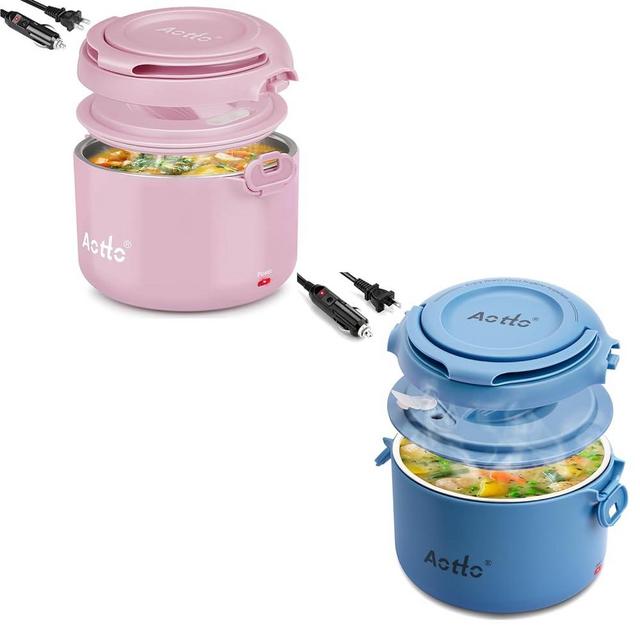 Aotto Electric Lunch Box Portable Food Warmer and Heater Pink and Blue