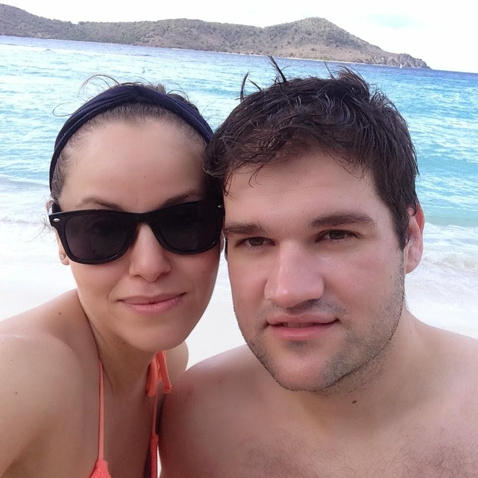 Our first time in St. Thomas together. Mike was so excited to swim in Magen's Bay that he jumped in with his phone in his trunks!