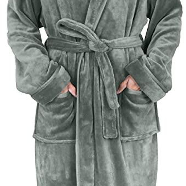 NY Threads Mens Hooded Fleece Robe - Plush Long Bathrobes