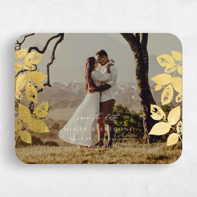 White Rounded Wedding Save the Date - Jasmine Photo Foil