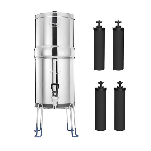 FACHIOO NSF/ANSI 42 Gravity-fed Water Filter System with Black 2 Carbon Filters and Metal Water Level Spigot & FACHIOO for Berkey® 2 Carbon Filters, Portable Countertop Filter System for Home Outdoor
