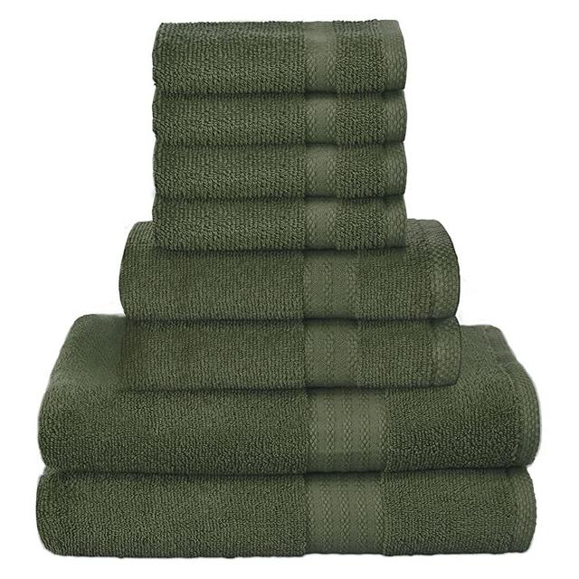 GLAMBURG Ultra Soft 8-Piece Towel Set - 100% Pure Ring spun Cotton, Contains 2 Oversized Bath Towels 27x54, 2 Hand Towels 16x28, 4 Wash Cloths 13x13 - Ideal for Everyday use, Hotel & Spa - Olive Green