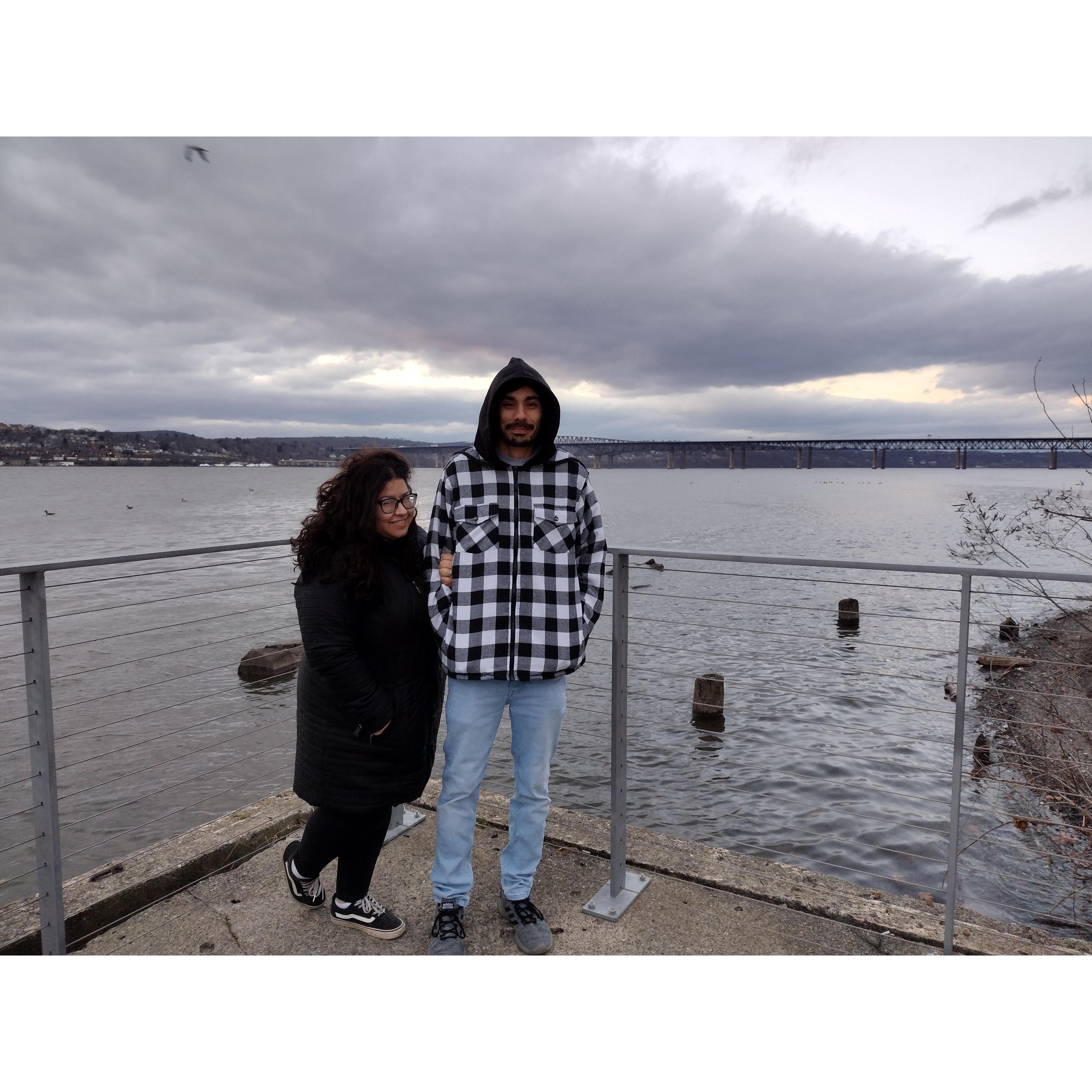 First picture together of 2022! We were absolutely freezing on the Beacon waterfront.