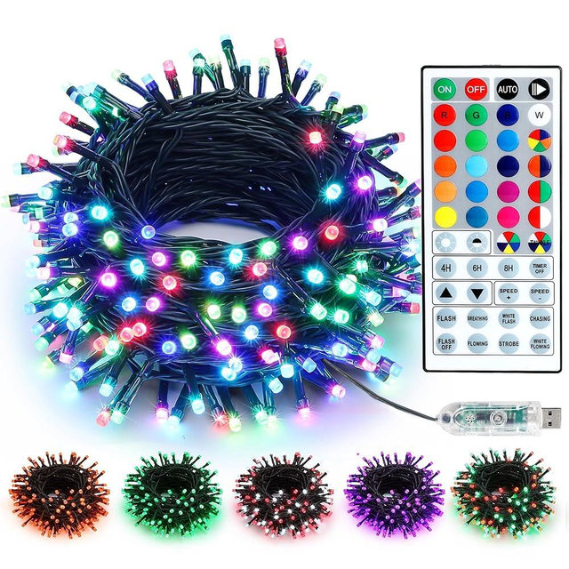 Brizled Color Changing Christmas Lights, 33ft 100 LED Pastel Easter Light String with Remote, Dimmable RGB Lights, USB Indoor Decorative Lighting for Party Easter Xmas Tree Wreath Year-Round Holiday
