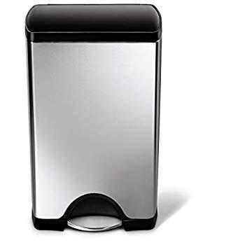 iTouchless SoftStep 13.2 Gallon Stainless Steel Step Trash Can with Odor Control System, 50 Liter Pedal Garbage Bin for Kitchen, Office, Home - Silent and Gentle Open and Close