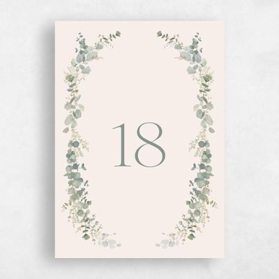 Linen, Beige Wedding Table Number - Verde