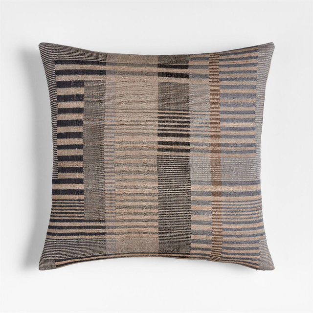Etta Silk Wool Blend 20"x20" Deep Indigo Multi Throw Pillow with Feather Insert