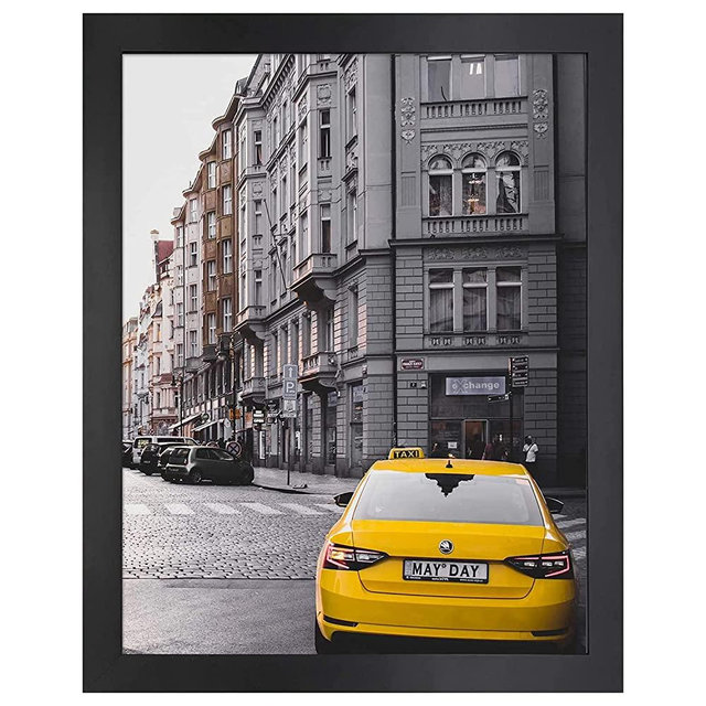 Golden State Art, 16x20 Wooden Picture Frame with Real Glass and 1.25'' Wide (Black)