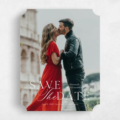 White Ticket Wedding Save the Date - Lino Photo