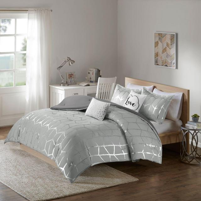 Intelligent Design Raina 5-Piece Full/Queen Comforter Set in Grey/Silver