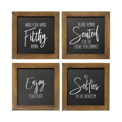 (Set of 4)Bathroom Wall Art Black - Stratton Home Decor