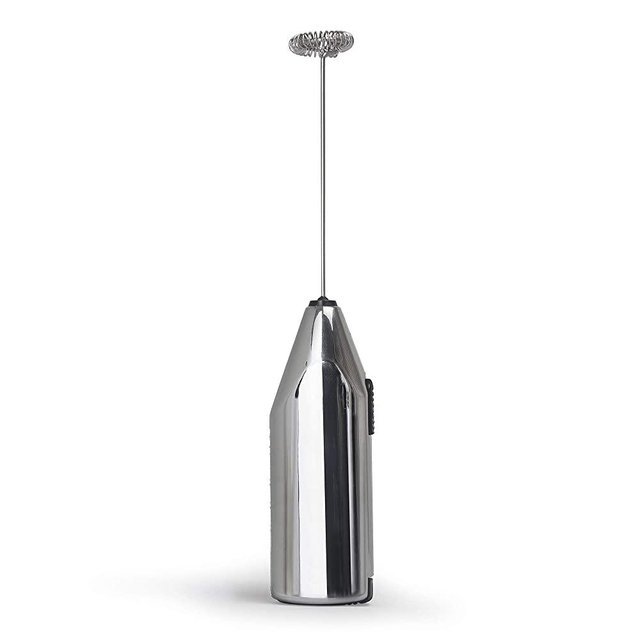 Primula Handheld Milk Frother Electric Hand Foam Lattes, Cappuccinos and Matcha, Stainless Steel Whisk, Battery Operated Foamer, Mini Frappe Maker Blender, One Size, Chrome