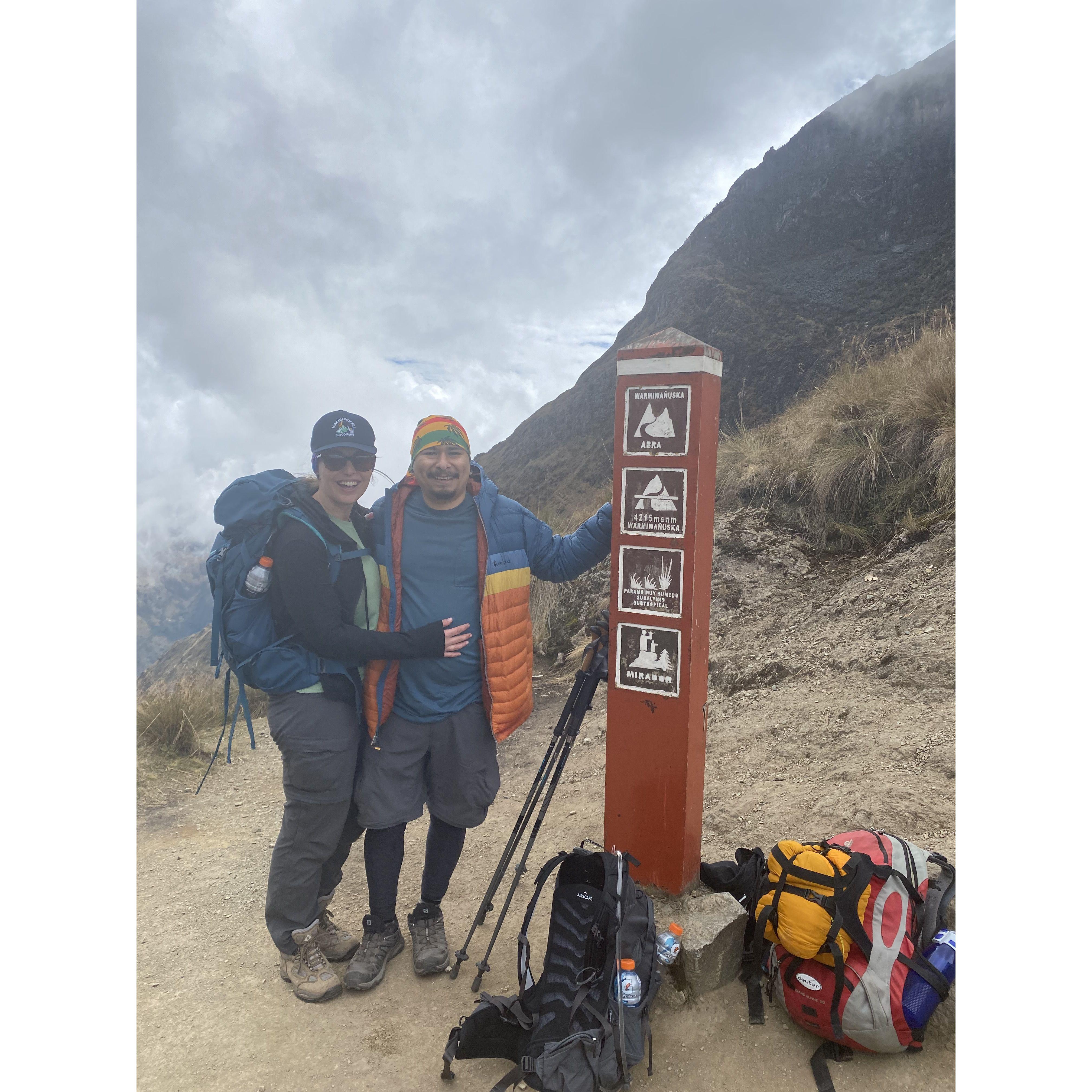 The highest point of our hike! AKA Dead Woman's Pass, would be the first of 2 peaks we climbed that day to reach the cloud forest. A great achievement shared between all those who hiked!