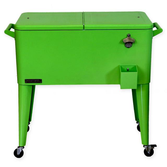 Permasteel 80 Qt. Rolling Patio Cooler Cart in Lime Green