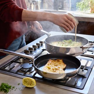 Space Steel 2-Piece Non-Stick Fry Pan Set with Folding Handles