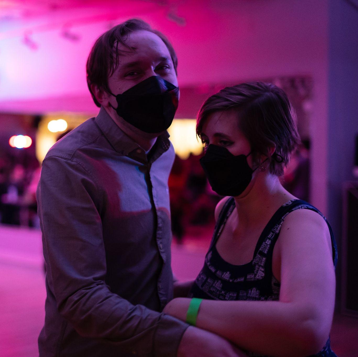 Brian started taking Erin to monthly blues/fusion dances. Here, you can see Brian having fun and Erin concentrating very, very hard.