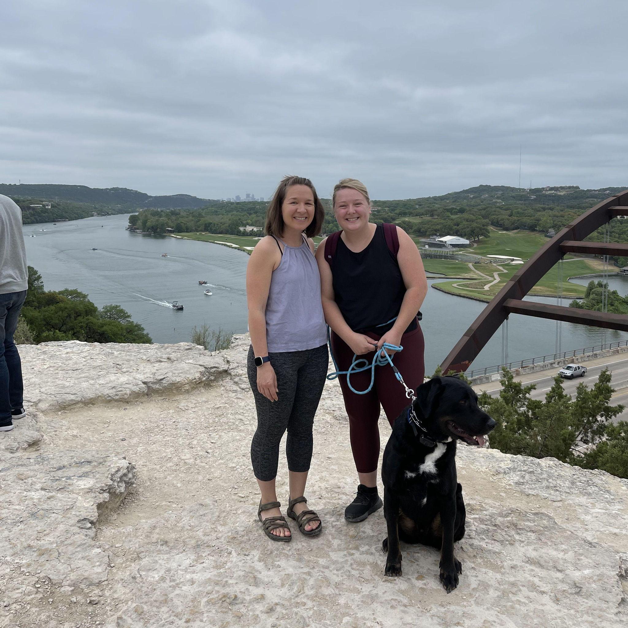 Jess, Erika & Tank on a hike in Austin - April, 2022