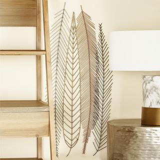 Contemporary Feather & Leaf Wall Decor
