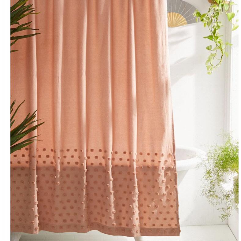 Tufted dot shower curtain in rose
