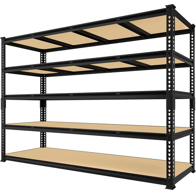 PrimeZone 60" W X 24" D X 72" H Heavy Duty Garage Storage Shelves - Adjustable Metal Shelving Unit, 5 Tier Industrial Shelves for Storage Standing Utility Rack for Warehouse, Pantry, Basement, Black
