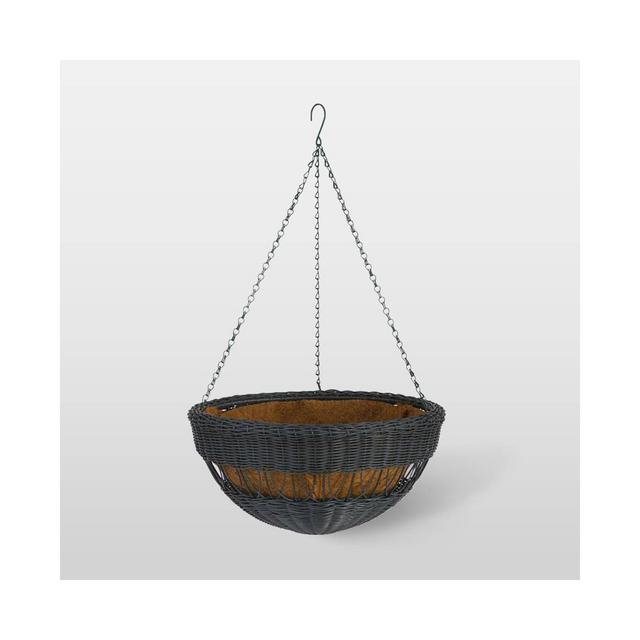 17" Resin Wicker Hanging Basket Black - DMC Products
