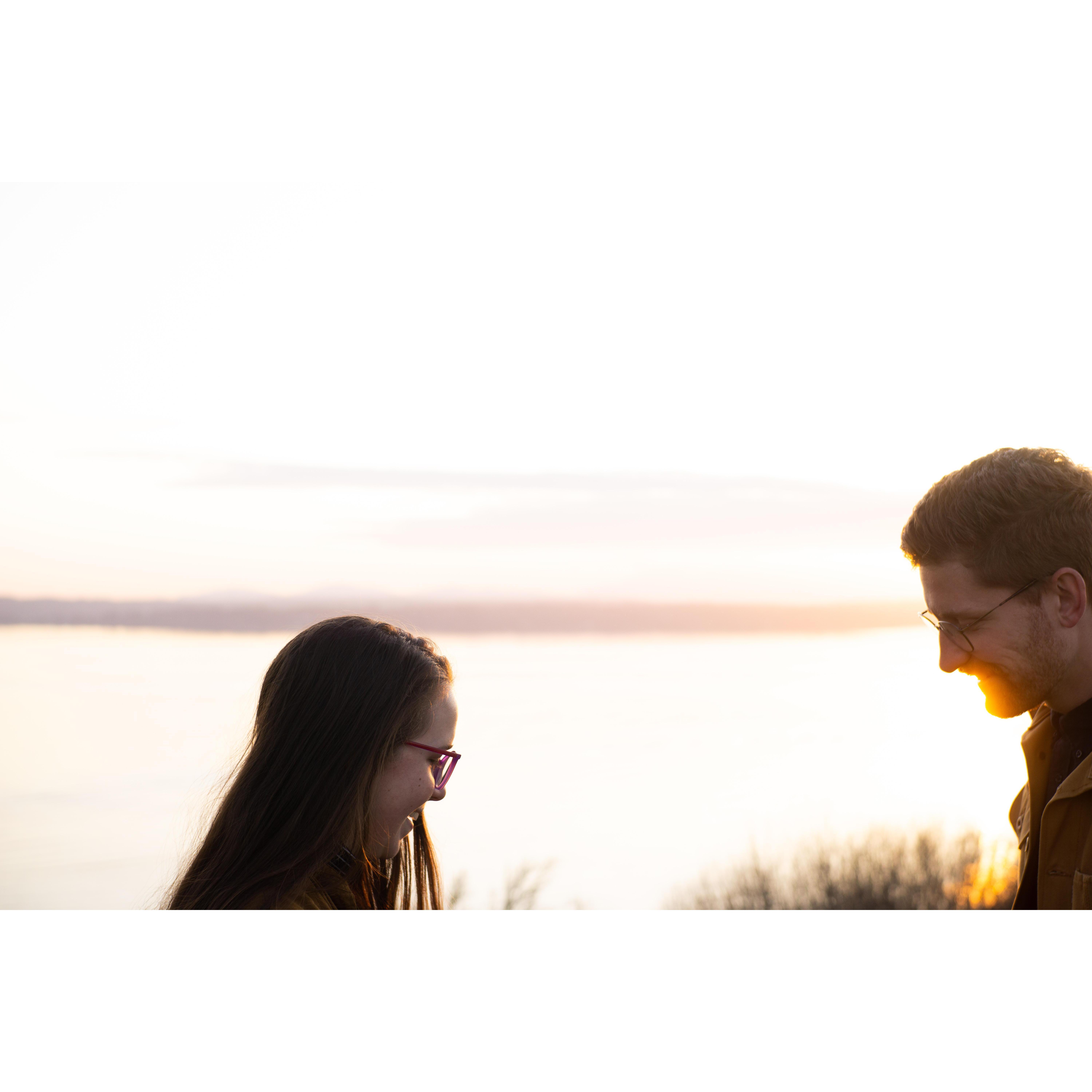 Here we are acting awkward in front of the camera as our friend Jake snapped photos of us during a recent engagement photoshoot.