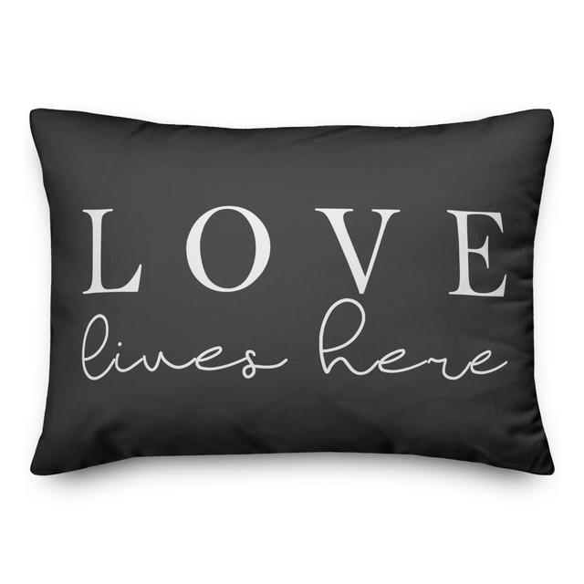 Designs Direct Love Lives Here Oblong Throw Pillow in Grey