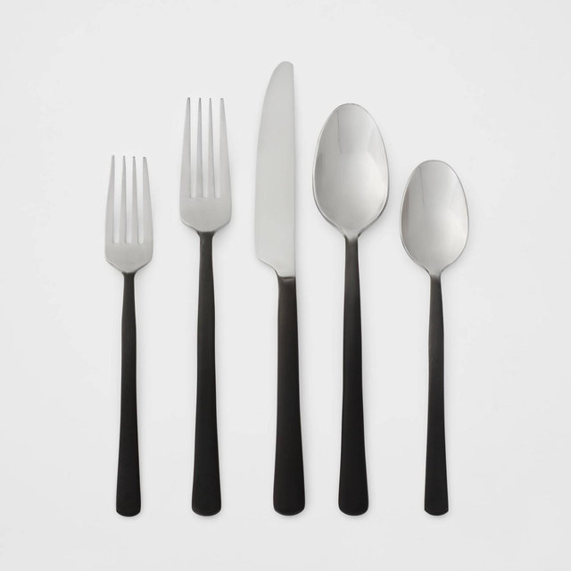 20pc Stainless Steel Hubbardston Blackened Handle Silverware Set - Threshold™