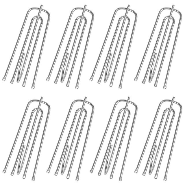 Stainless Steel Curtain Pleater Tape Hooks 30 Pack, Traverse Pleater 4 Prongs Curtain Pleat Hook Pinch Pleat Hook Clip (30)