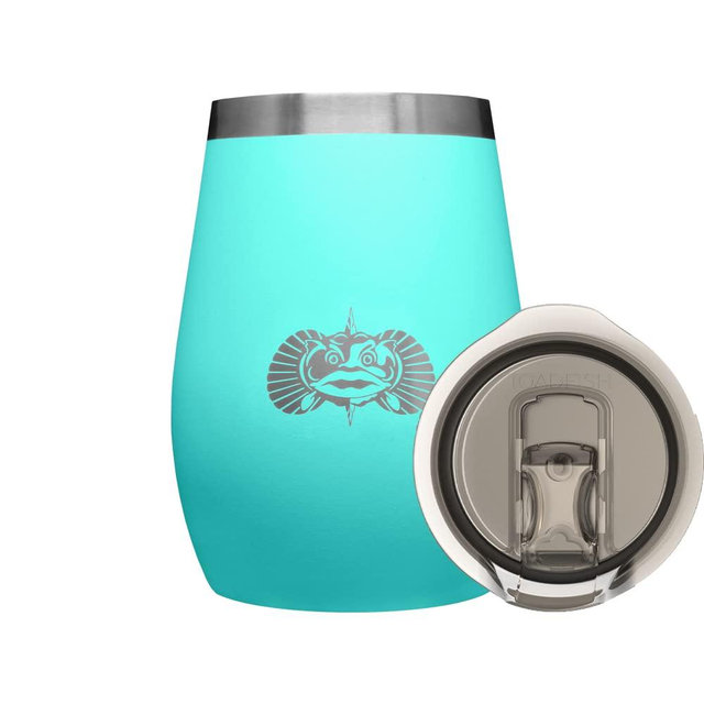 Non-tipping 10oz Double Wall Insulated Stainless Steel Stemless Travel Wine Tumbler w/East Slide Lid - Teal