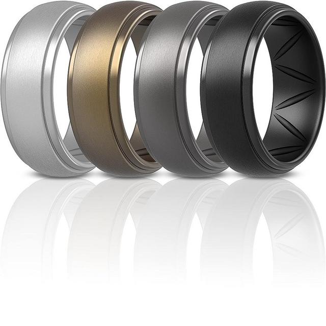 ThunderFit Silicone Rings for Men - Breatheable Airgrooves Step Edge 10mm Wide - 2.5mm Thick