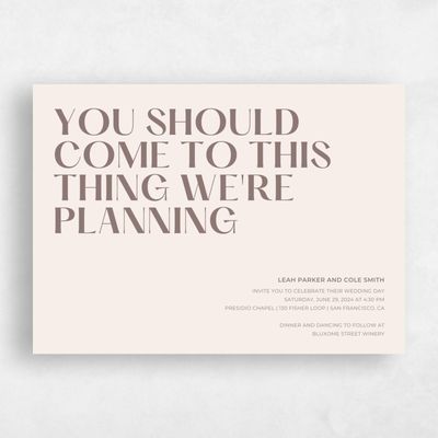 Linen, Beige Wedding Invitation - Brevard Type