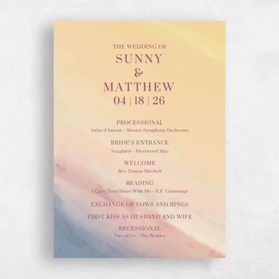 Honey, Orange Wedding Program - Chelan