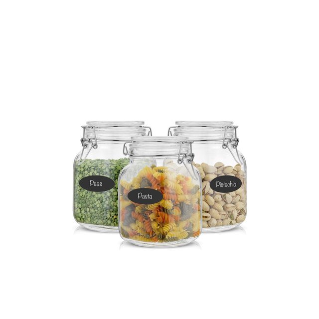 JoyJolt Airtight Glass Jars Storage Cannister with Silicone Seal Lids - Set of 3 - 32 oz.