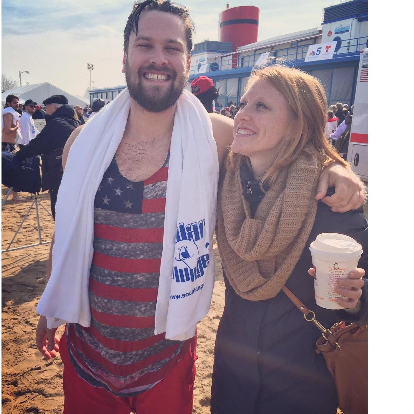 Bo polar plunging into Lake Michigan