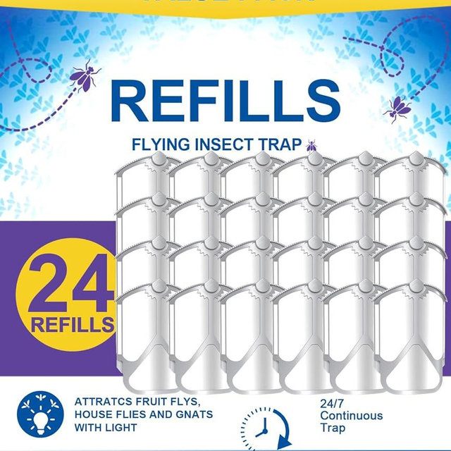24 Pack Refill Cartridge Kit Compatible with Plug-in Light M364 and Max, Flying Insect Refills Replacement 100% Fit Insects Replacement Kit for Indoor Light Trap
