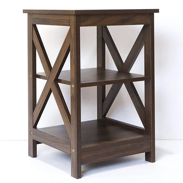 Farmhouse End Table Side Table (Dark Walnut)