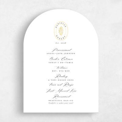 White Arch Wedding Program - Visby Foil