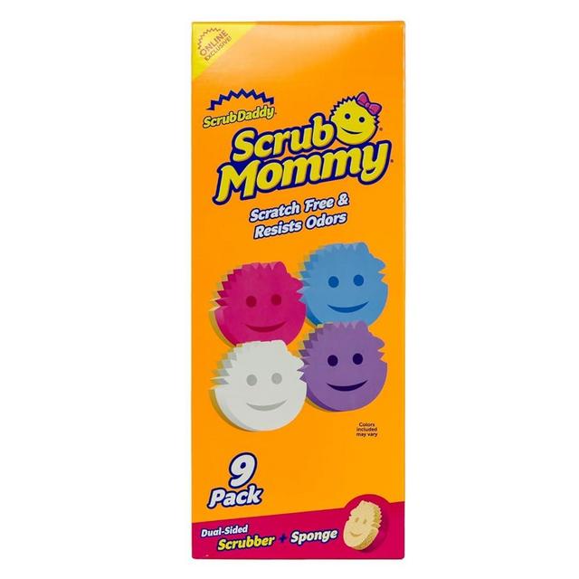 Scrub Daddy Scrub Mommy Kitchen Sponges for Dishes & Wiping Spills - Dual-Sided Dish Scrubber Sponge for Cleaning - Multi-Colored Bulk Pack - Stain & Odor Resistant (9 Count)