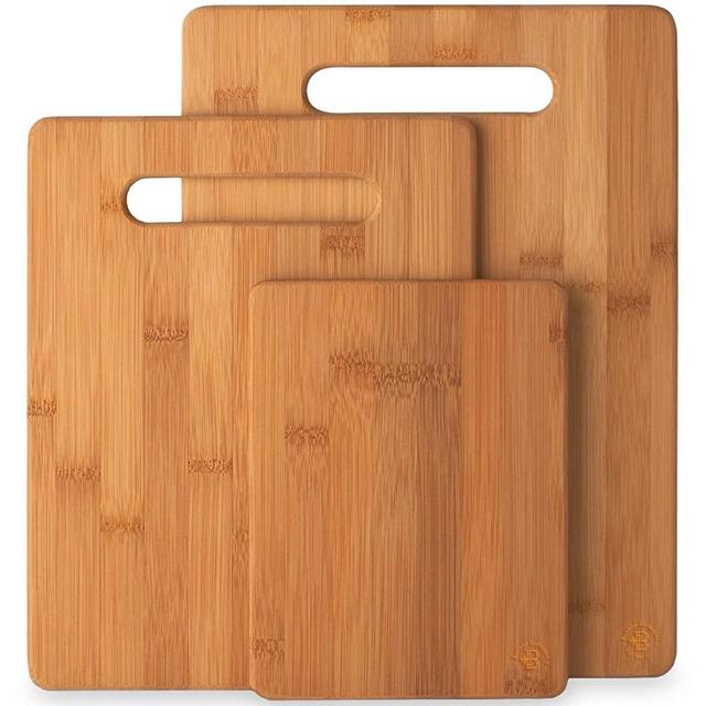 Large Bamboo Cutting Boards with Juice Groove - Set of 2 Wooden Carving Boards for Meat and Chopping Vegetables - Eco-Friendly Kitchen Butcher Block (01)